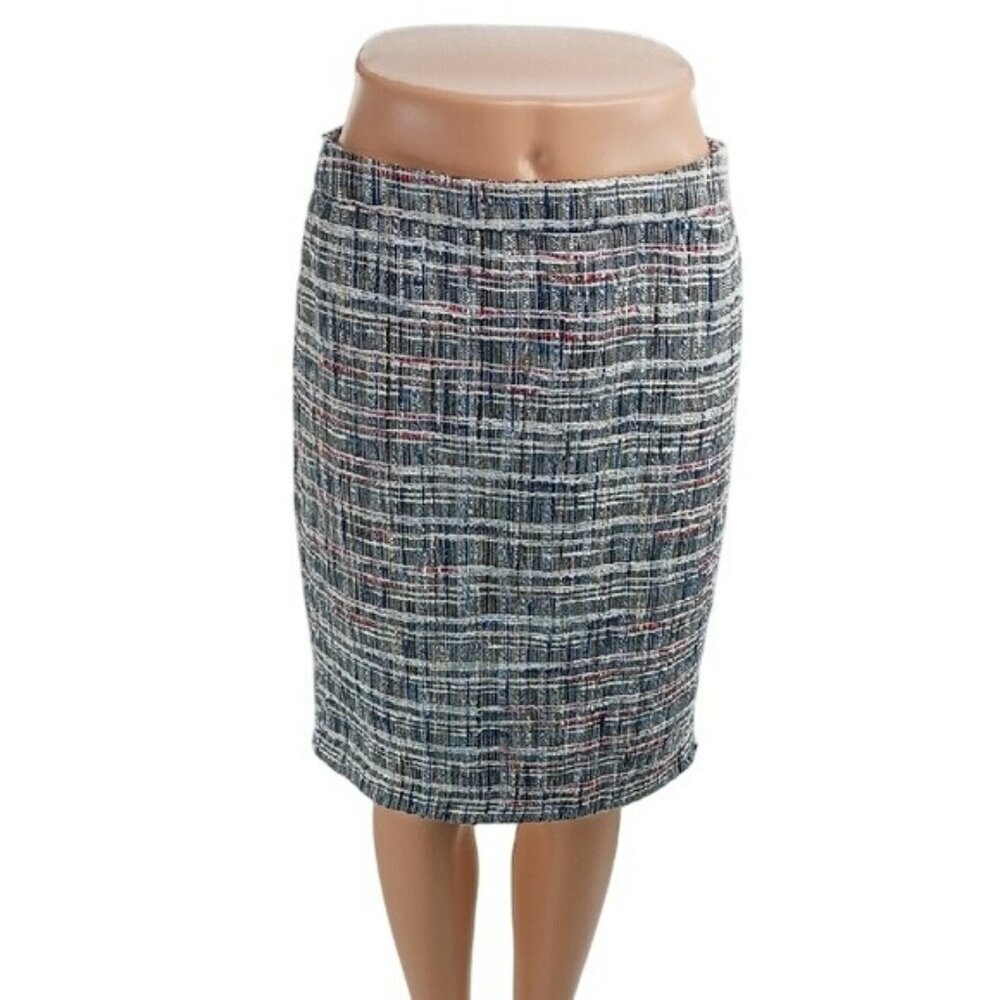 Cynthia Rowley Womens Pencil Skirt Tweed Textured Career Office Multicolor 6